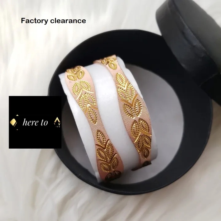 City Gold/ Gold Plated White & Rose Gold Color Laser Cut Bangles For Women Direct Factory Sale (Imported) M-CT70630- 2 Pieces Top Quality Color – Express