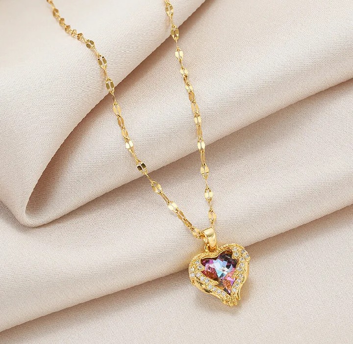 Ocean Heart Real Gold_Plating Clavicle Chain Design Neckless for Stylish Girls or Women