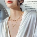 Korean Double Layer Heart Necklace Shiny Bling Zircon For Women Clavicle Chain Elegant Charm Wedding Pendant Choker Jewelry Gift - Necklace For Girls