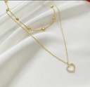 Korean Double Layer Heart Necklace Shiny Bling Zircon For Women Clavicle Chain Elegant Charm Wedding Pendant Choker Jewelry Gift - Necklace For Girls