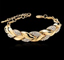 Bohemian Rhinestone Leaves Chain Bracelet - Elegant Luxury Bangle for Women & Girls, Wedding Jewelry