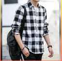 New Stylish Regular Check Black & White Long Sleeve Premium Cotton Casual Shirt For Men