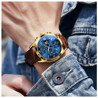 Men Leather Analoge Quartz Fashion Watch for Men