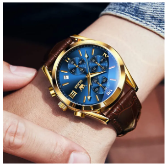 Men Leather Analoge Quartz Fashion Watch for Men