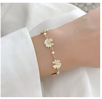 Chic Sunflower and Daisy Bracelet Alloy Adjustable Hypoallergenic Summer Fashion Accessory