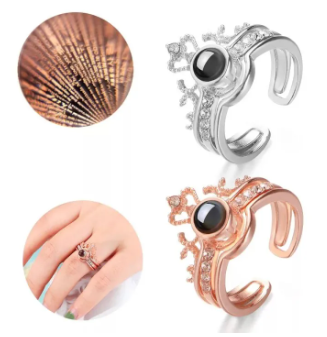 Romantic 100 Languages ​​I Love You Female 2 Ring-Color:-Gold