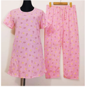 Long Tshirt with Palazzo Set for Women Multicolor Random Design Cotton-Color Family Multicolor