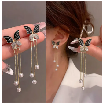 Unique Design Elegant Delicate Light Luxury Black Butterfly Earrings Women Jewelry Party Premium Gifts