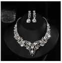 Carat 1 Set Wedding Earrings Extension Chain Faux Crystal Rhinestone Inlaid Dress Up Glitter Dinner Women Jewelry Necklace Female Accessory