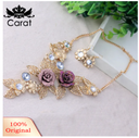 Carat Women Rhinestone Inlaid Hollow Leaf Flower Pendant Earrings Necklace Jewelry Set
