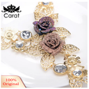Carat Women Rhinestone Inlaid Hollow Leaf Flower Pendant Earrings Necklace Jewelry Set