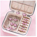 14 Pcs/Set Pink Crystal Jewelry Set for Women Y2k Kpop Cute Girl Heart Pendant Necklace Earring Bracelet Ring Trendy Jewelry New