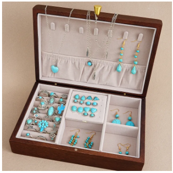 44 Pcs Bohemian Turquoise Jewelry Set For Women Vintage Sunflower Heart Earring Ring Necklace Set Natural Turquoise Jewelry Gift