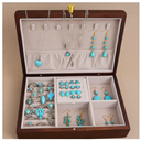 44 Pcs Bohemian Turquoise Jewelry Set For Women Vintage Sunflower Heart Earring Ring Necklace Set Natural Turquoise Jewelry Gift