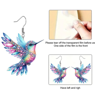 【Hot demand】Acrylic Hummingbird Earrings 2D Bird Shape Earrings For Women Girls Ear Charms Spring Summer Drop Dangle Jewelry Gifts Accessory Luyo