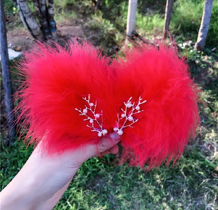 Feather headdress hair clip Forest style fairy edge clip girl student Hanfu hair accessory fairy style hairy hair clip