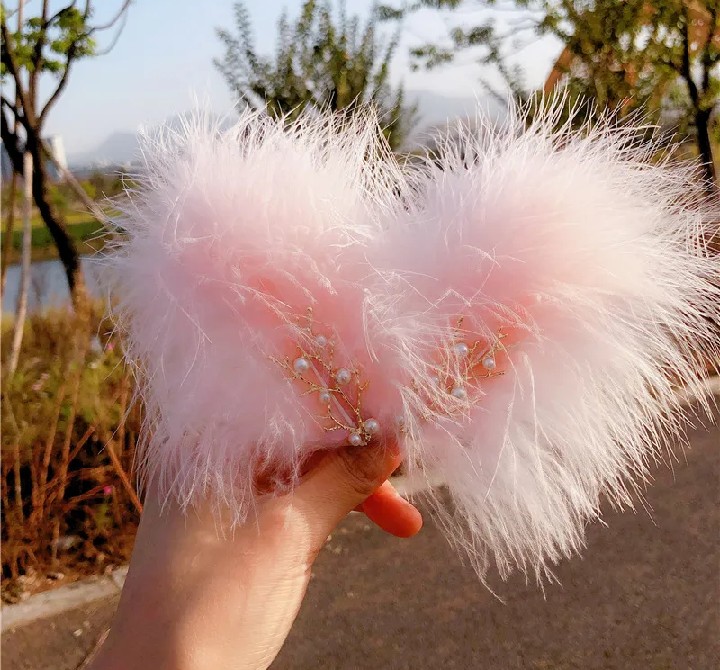 Feather headdress hair clip Forest style fairy edge clip girl student Hanfu hair accessory fairy style hairy hair clip