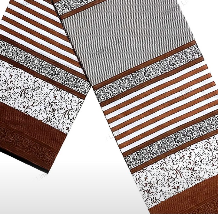 AMANAT SHAH PURE COTTON PRINTED LUNGI (COFFEE COLOR) - Lungi For Man - Stay Stylish in Coffee-Colored Comfort