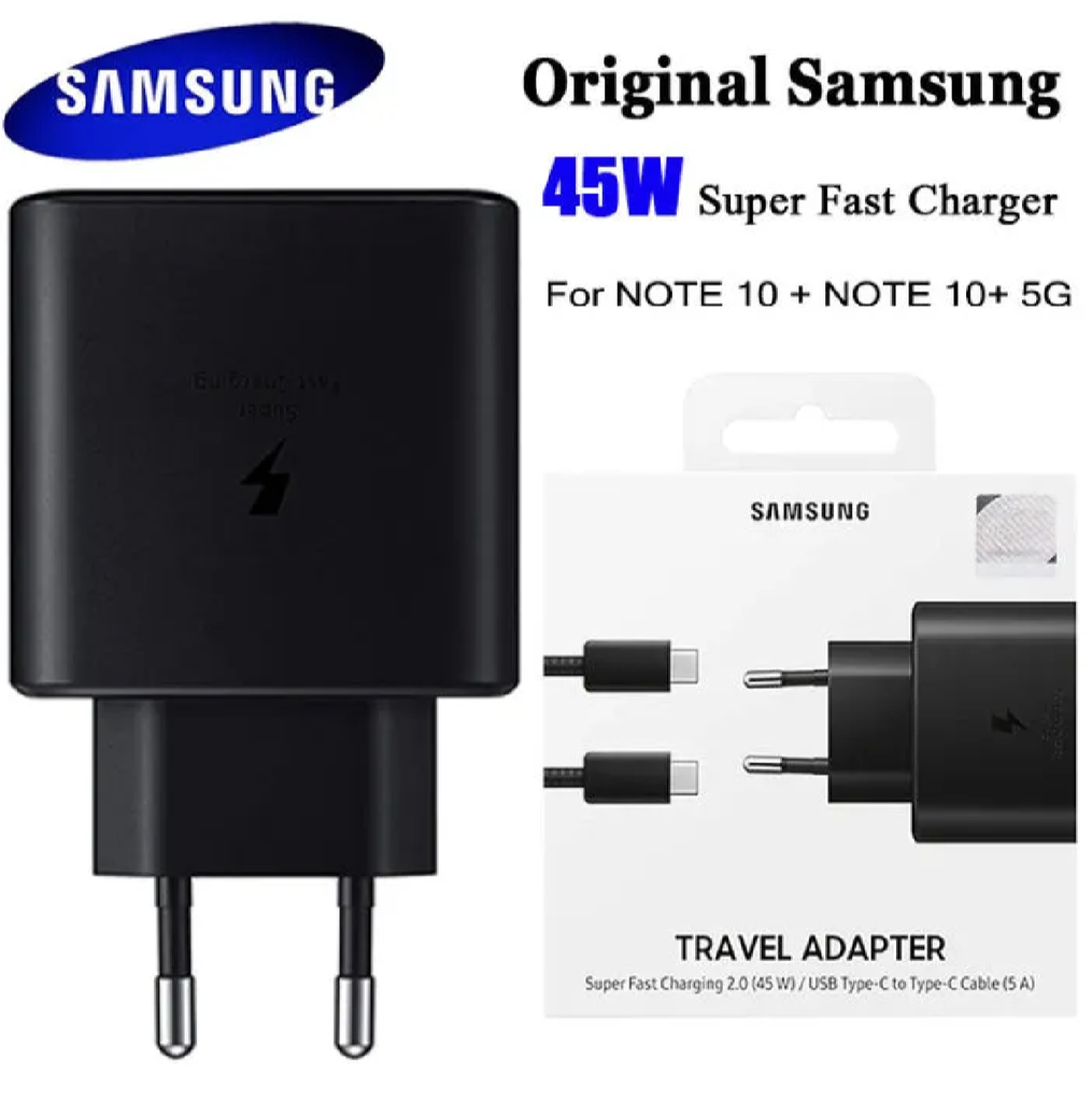 Original Samsung 45W PD Super Fast Power Adapter with C to C Fast Charging Cable