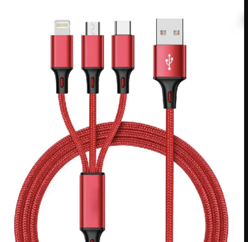 3 In 1 Fast Charging USB Charger Cable /Fast Charging Data Transfer/Compatible with Micro USB, USB-C/Type-C Devices