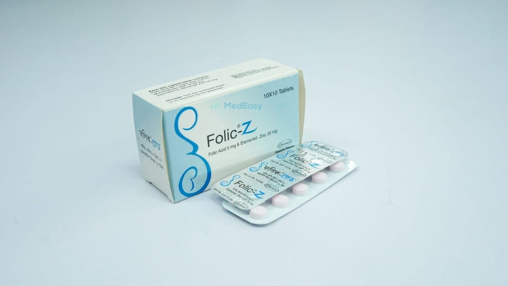 Folic-Z5 mg+20 mg Tablet Folic Acid + Zinc Sulfate Monohydrate