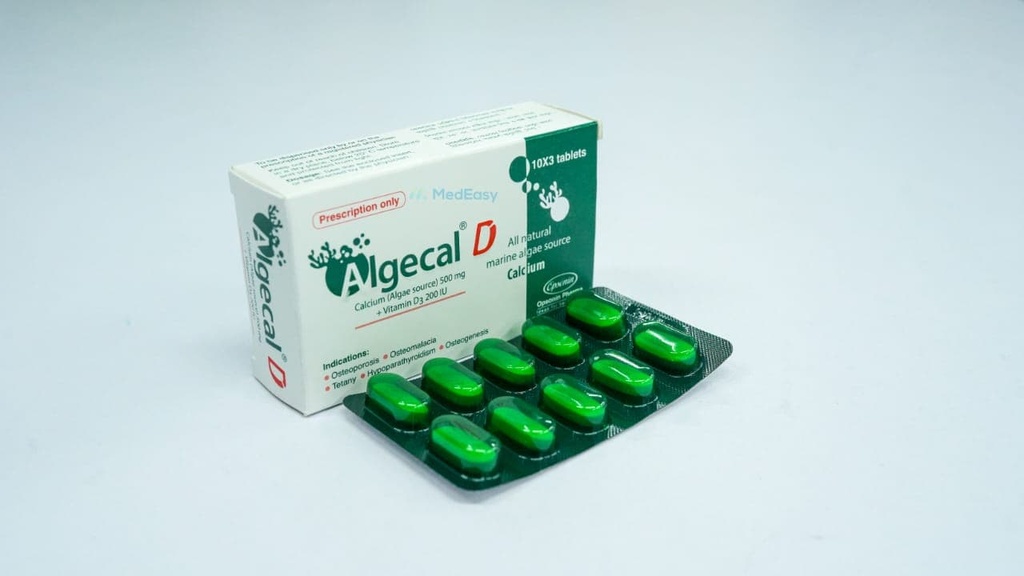 Algecal D 500 mg+200 IU Tablet