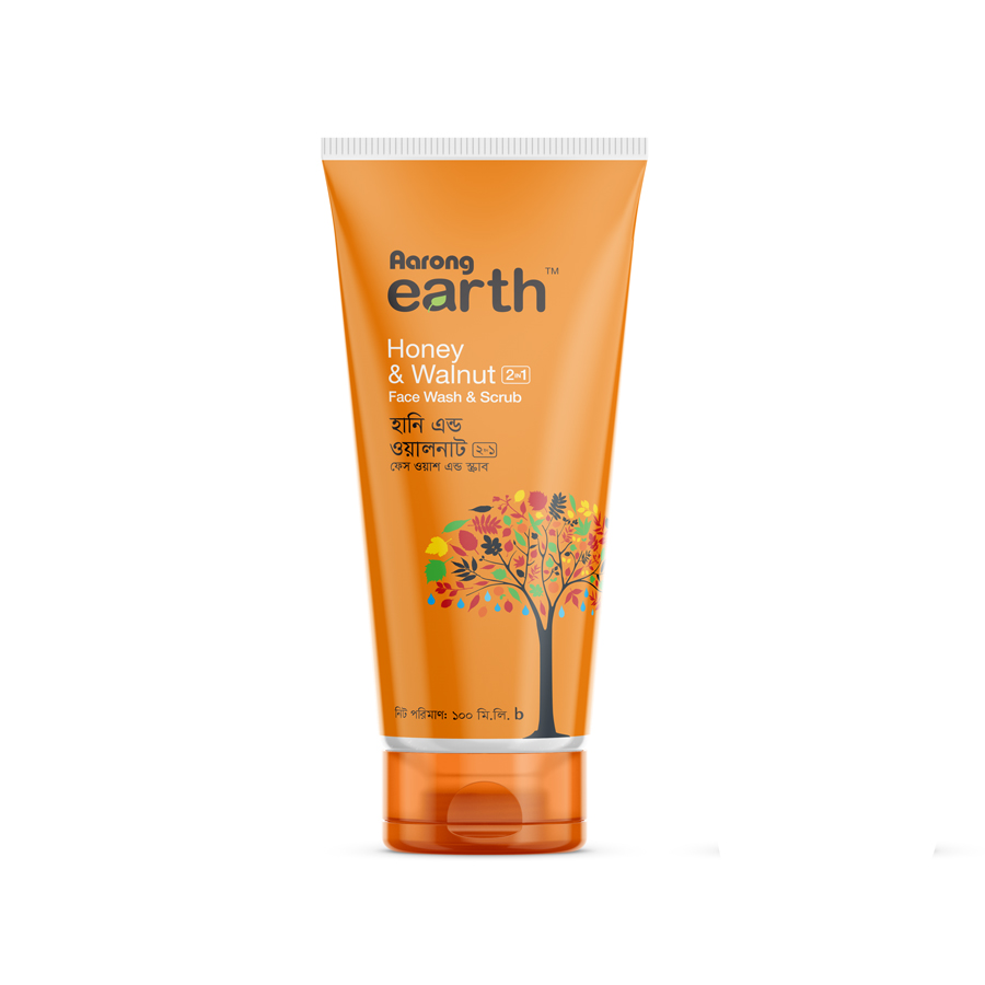 Aarong Earth Honey & Walnut 2-In-1 Face Wash & Scrub Size: 100ml