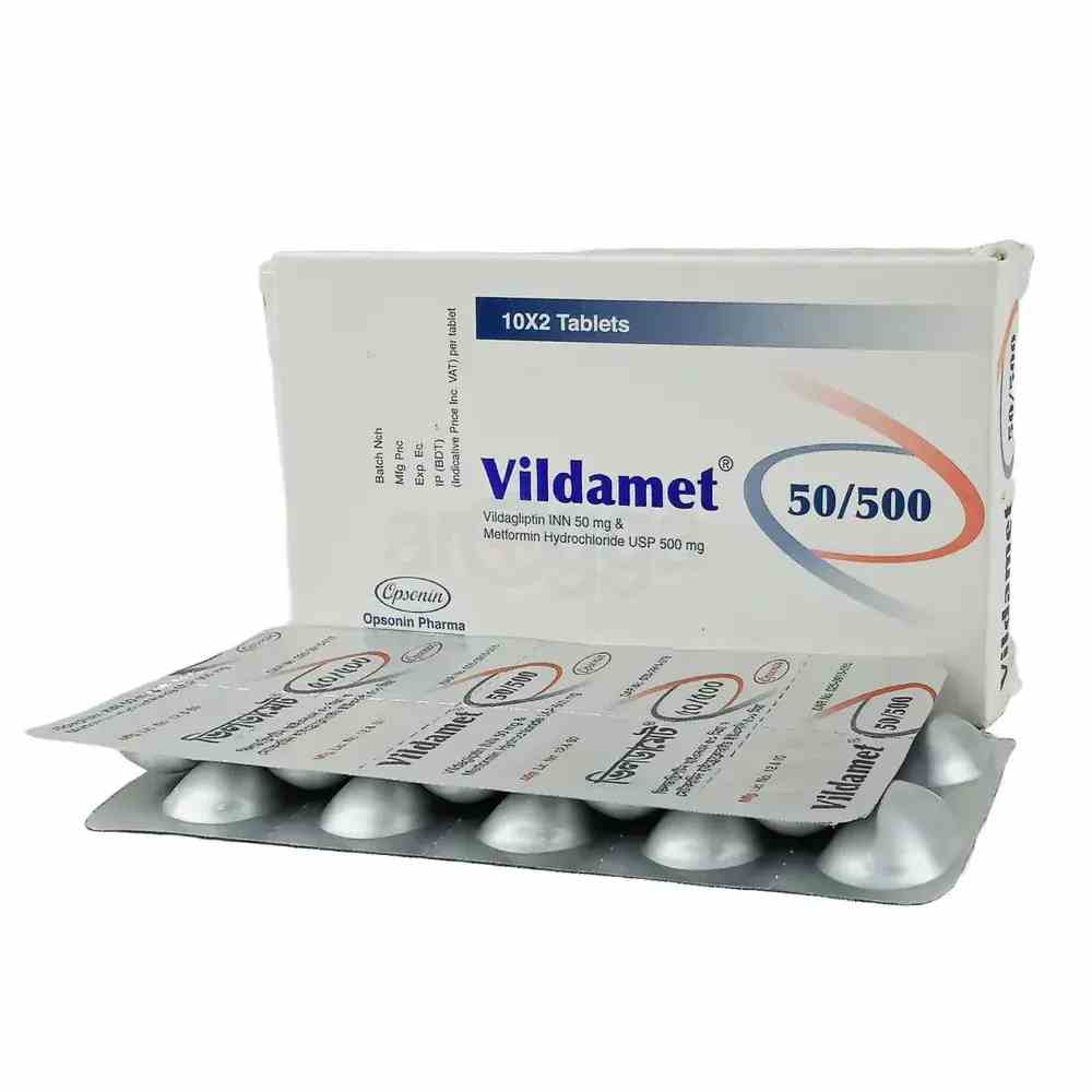 Vildamet 50/500mg Tablet