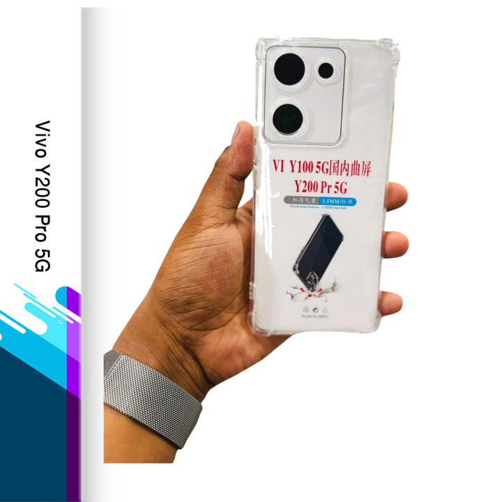 For Vivo Y200 Pro 5G - Reinforced Shockproof Cushion Back Clear Hybrid Transparent Sof Silicon AK Back Cover Casing