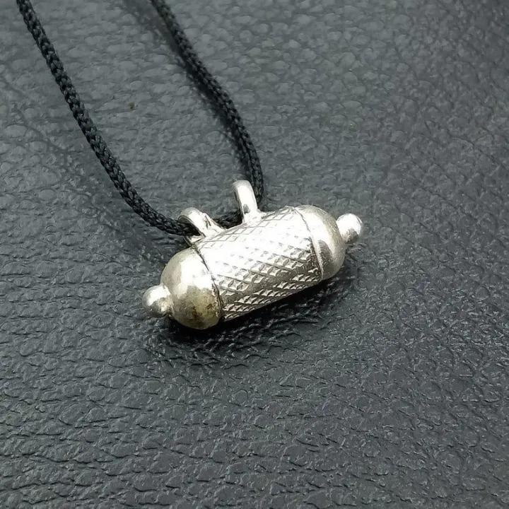 Silver Taweez With Black locket Thread, Sterling Silver Kavach Taweez, Silver Locket Pend