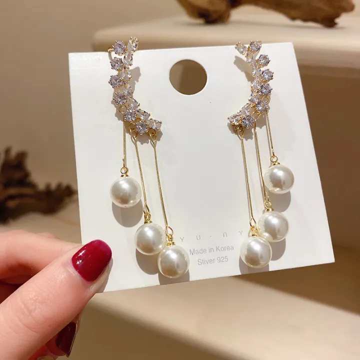 Vintage Long Chandelier Drop Earrings Crystal Chain Dangle Earrings Rhinestone