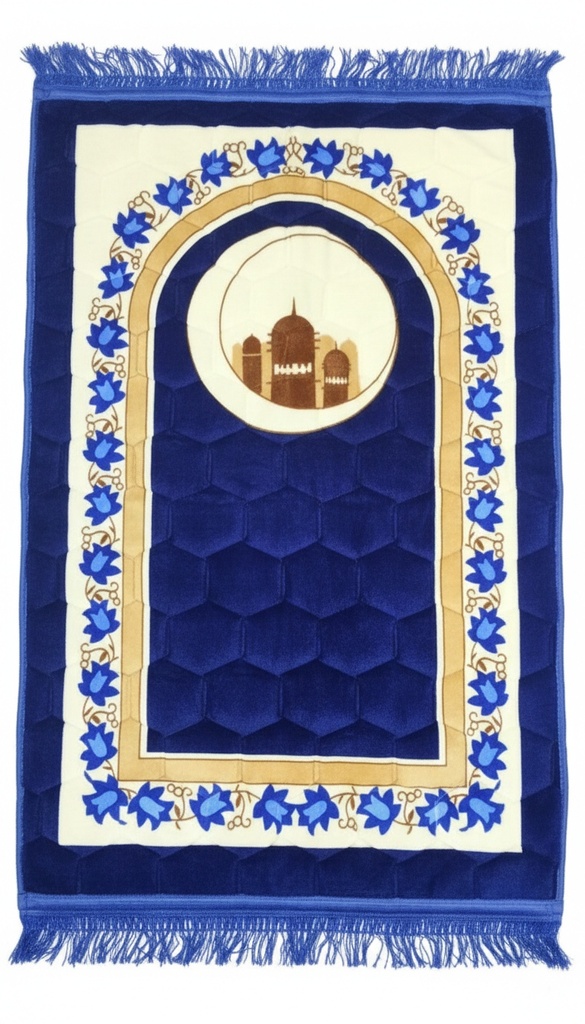 Islamika  Extra Thick Velvet Prayer Mat - Blue (Layth Model) - Large size