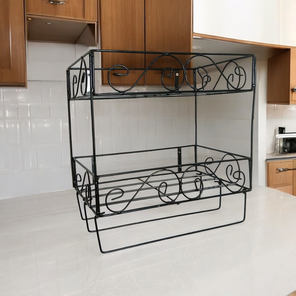 Elegant 2-Layer Quran and Book Stand - Includes Jainamaz Hangers - Black Metal