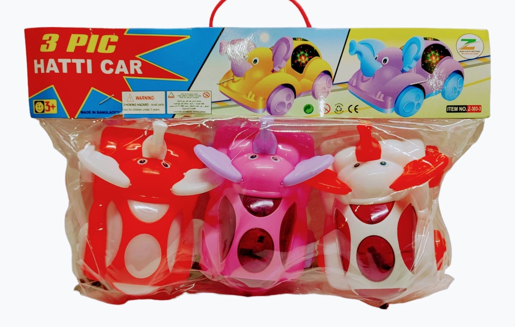 3 Piece Assorted Color Elephant Shaped Lighting Car for Boys