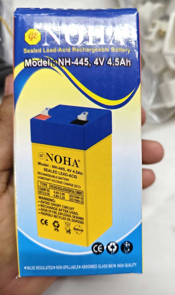 NOHA  (NH-445, 4V 4.5Ah) Rechargeable Sealed Lead-Acid Battery