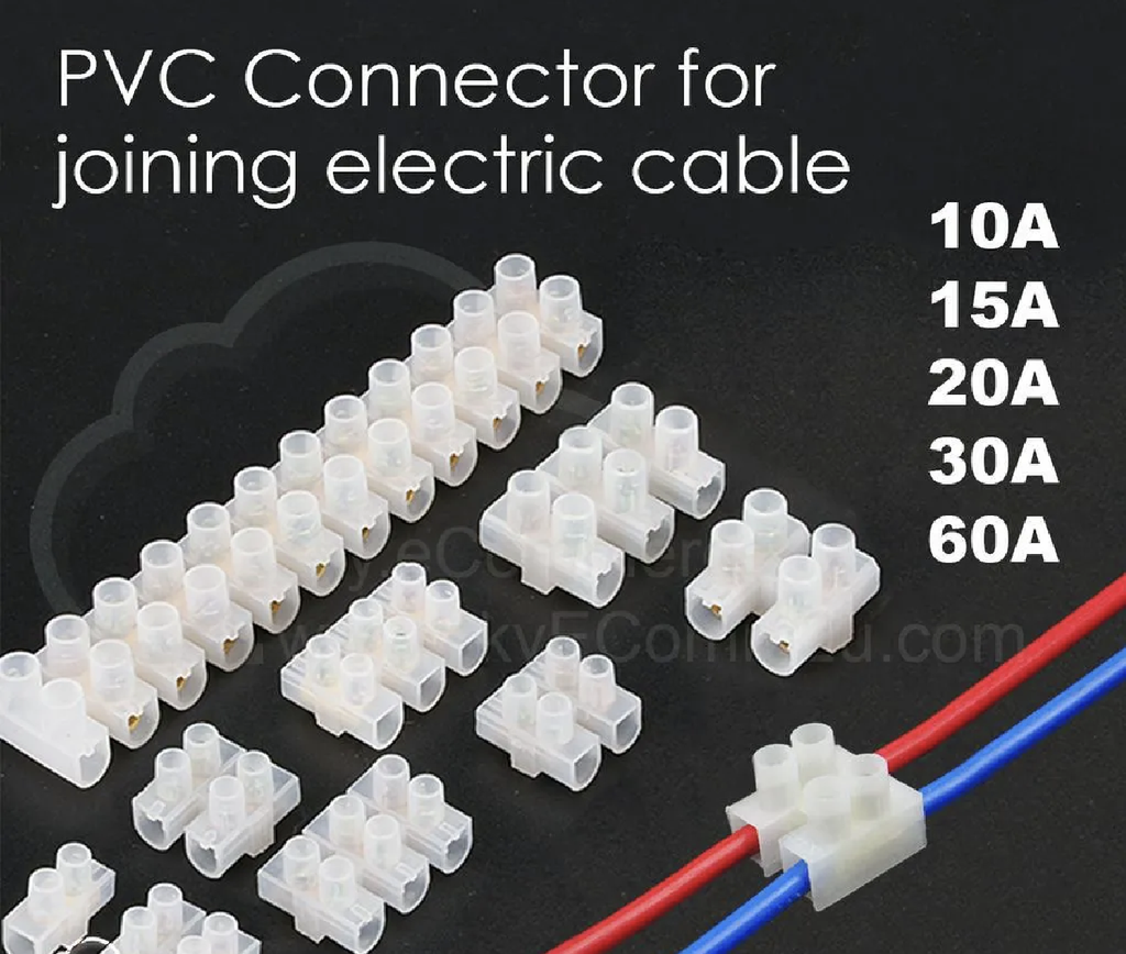 PVC Connector AC 220 Volt 12 Way Electrical Screw Terminal Connector PVC Heavy Duty Plastic Barrier Terminal Block Strip For Wire Joining Electrical Cable
