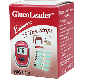 Glucoleader Enhance Blood Glucose Test Strips Red 25's Pack