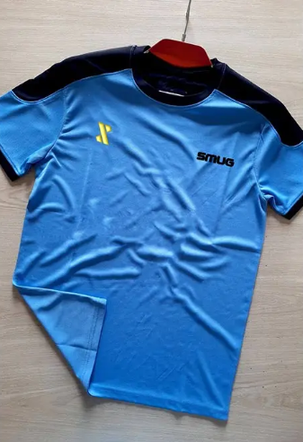 SMUG Stylish jersey T-shirt Comfortable - New Contrast Design Sky Blue / Size L