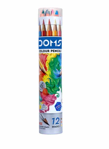 DOMS Color Pencil Full Size, Pack of 12 Pcs, Round Tin