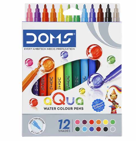 DOMS Aqua Water Color Pen, 12 Shades