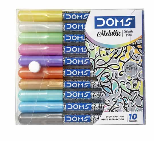 DOMS Metallic Brush Pen, 10 Shades