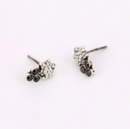 Simulated Stone Studded Oxidized Silver Earrings