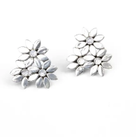 Simulated Stone Silver Earrings