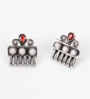 Pearl Oxidized Silver Earring