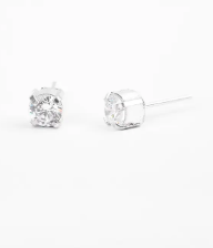 Simulated American Diamond Silver Earrings