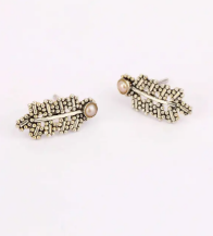 Simulated Stone Studded Oxidized Silver Earrings