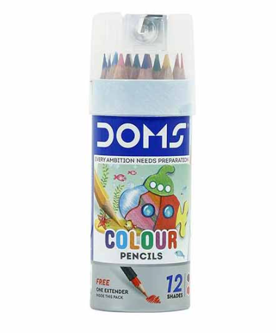 DOMS Color Pencil Half Size, Pack of 12 Pcs, Round Tin