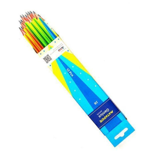 Matador Genius Pencil, 2B, Assorted Color (Pack of 12)