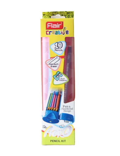 Flair Creative Aero Kit (10 Pencils, Sharpener and Rubber)