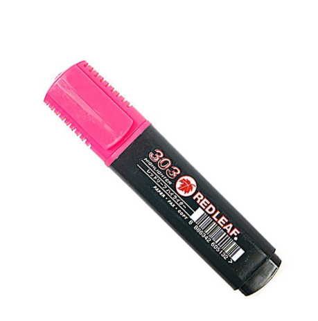 Red Leaf Highlighter Pen, Pink, Chisel Tip